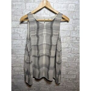 Max Studio Sleeveless Tank Top Womens XL Black Plaid Geo Office Layering Career